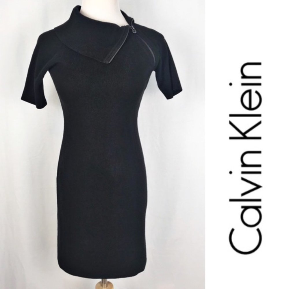 Calvin Klein ZIP Collar Sweater Dress, Size XS